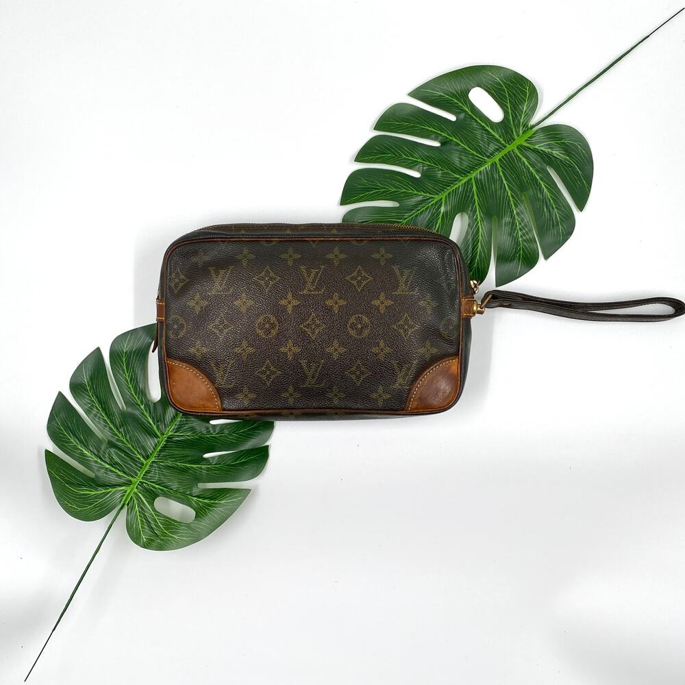 Louis Vuitton Marly Dragonne Wristlet Clutch Monogram Canvas SLG Vintage Marley